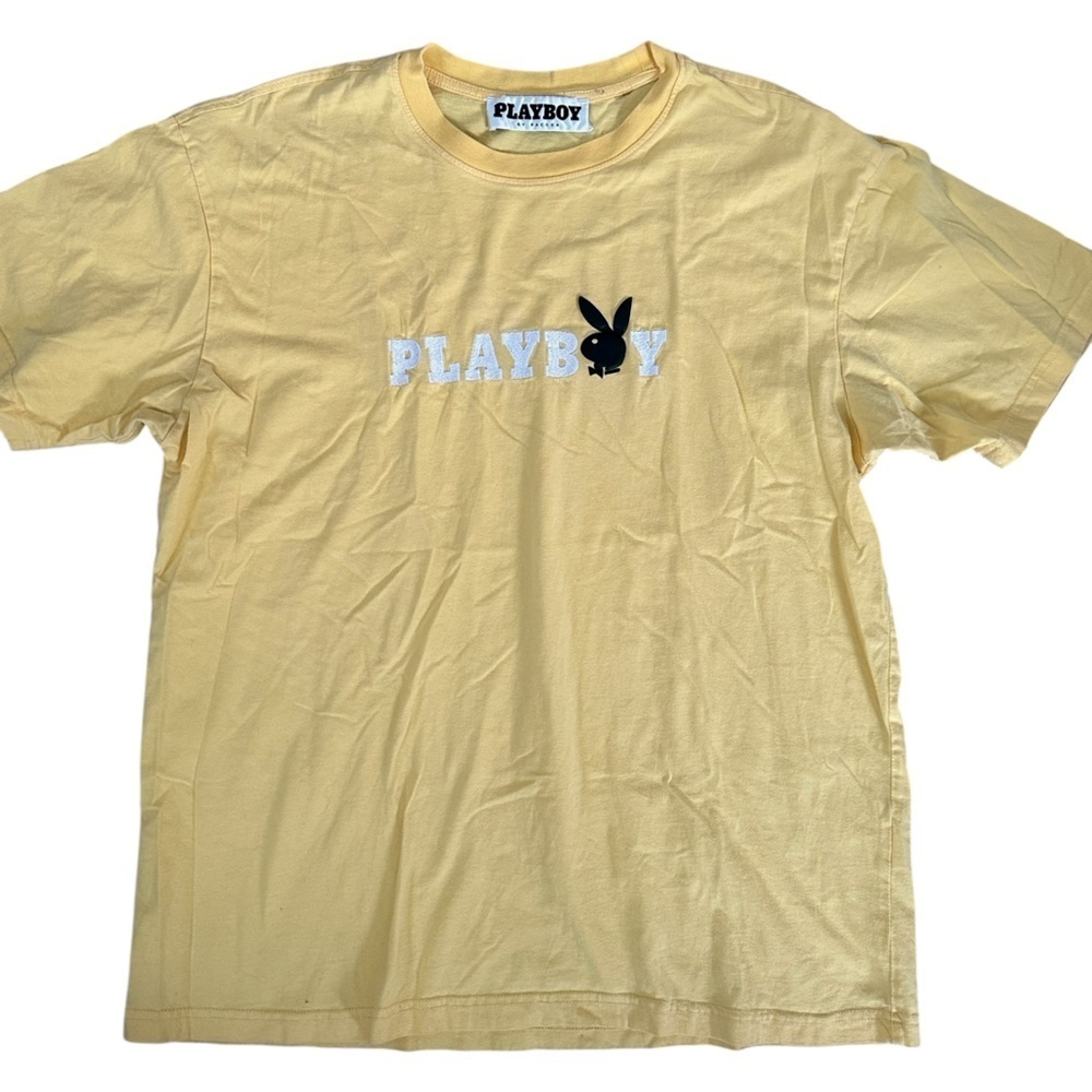 Mens Playboy Embroidered Short Sleeve T-Shirt Tee shirt Sz L